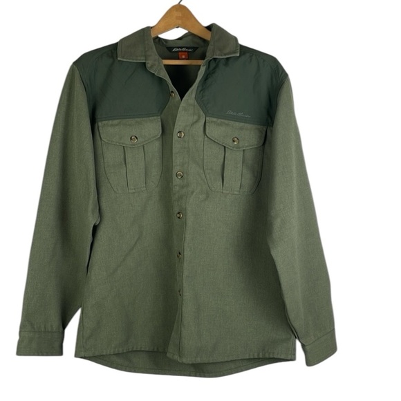 Eddie Bauer Sport Shop Shirt Jacket Mens Size Medium Button Up Quilted Detail - Picture 1 of 8
